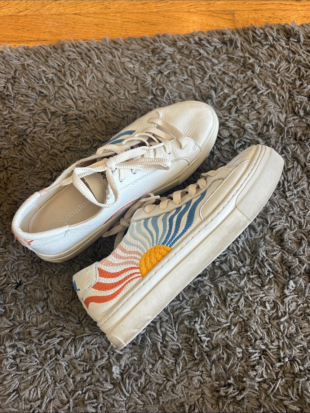 Soludos Hippy Wave Ibiza Embroidered Platform Sneakers Size 8.5
